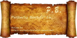 Pethely Borbála névjegykártya